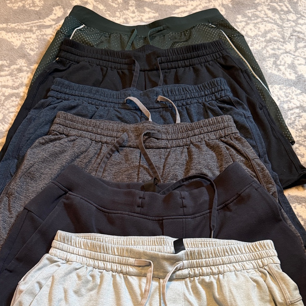 6 pairs lululemon athletica Men's Joggers - Black, Gray, Green